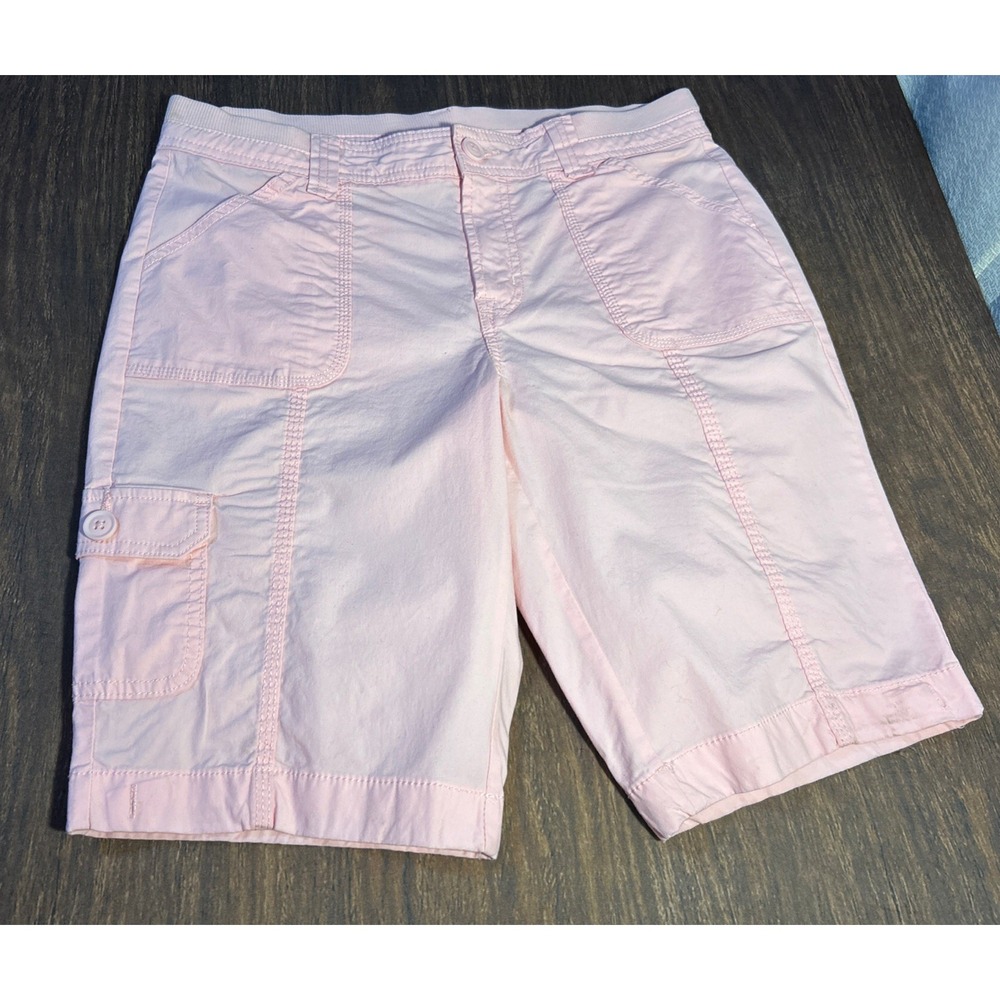 St John's Bay Women's Bermuda Cargo Shorts Size 6 Pink